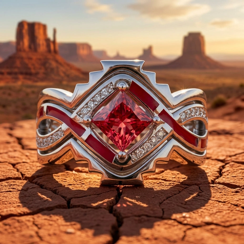 Cascading Ridges Ring - Ruby