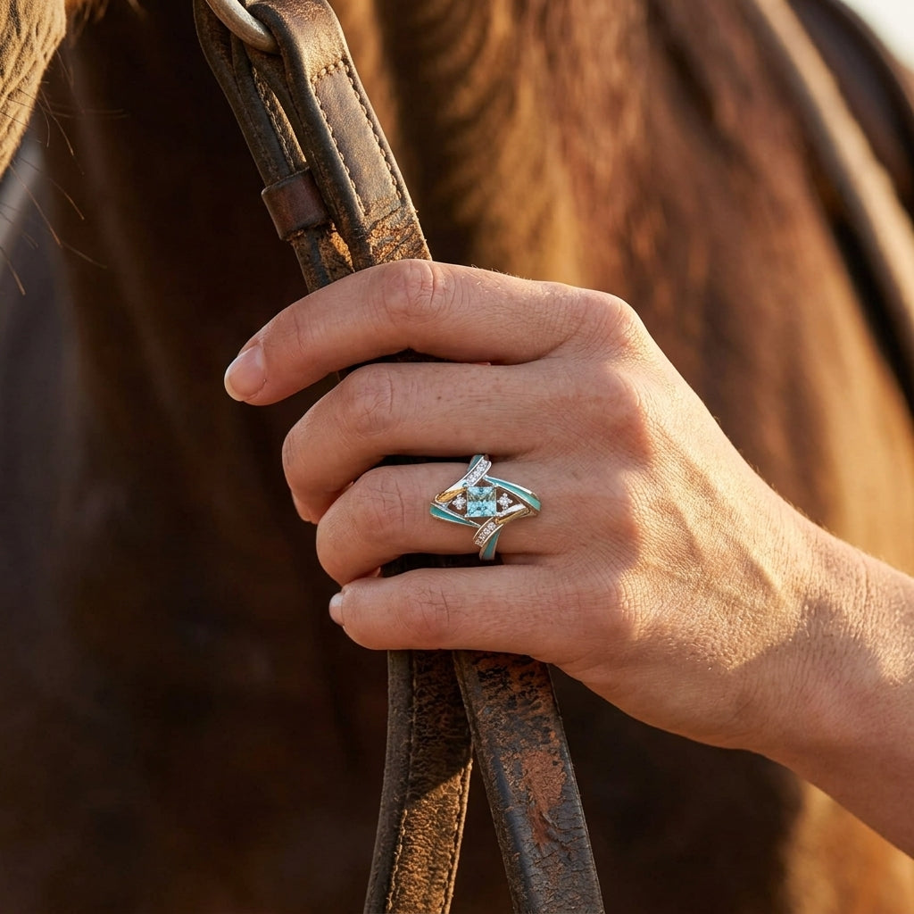 Milky Way Kiss Ring - Aquamarine