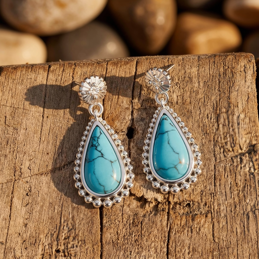 Desert Teardrop Earrings - Turquoise