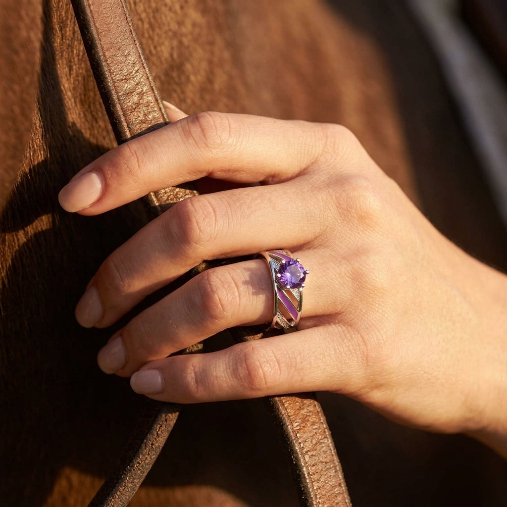 Aurora Veil Ring - Amethyst