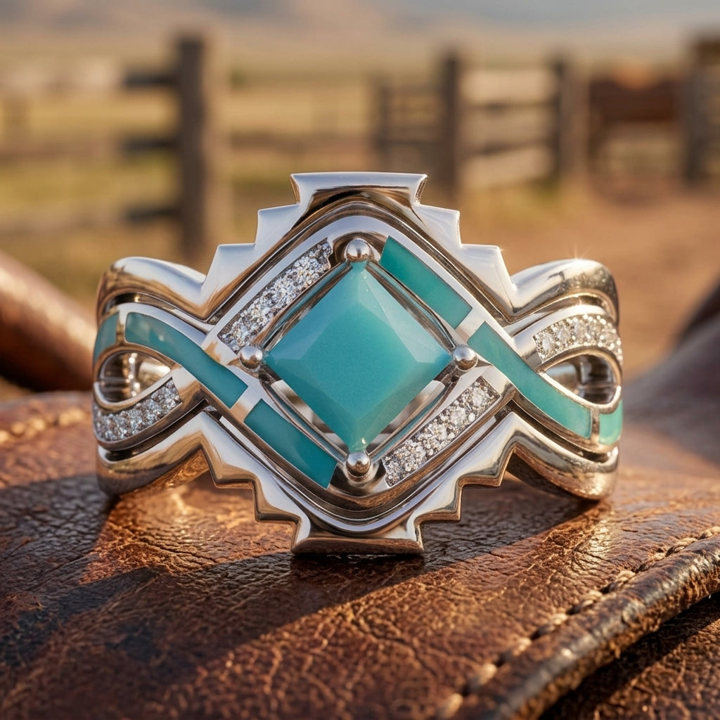 Cascading Ridges Ring - Turquoise