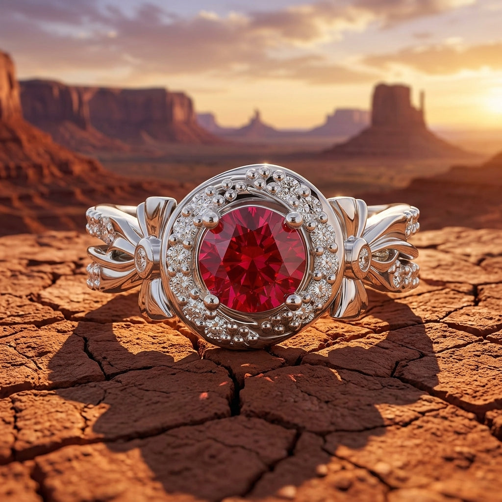 Graceful Bow Entwined Ring - Ruby