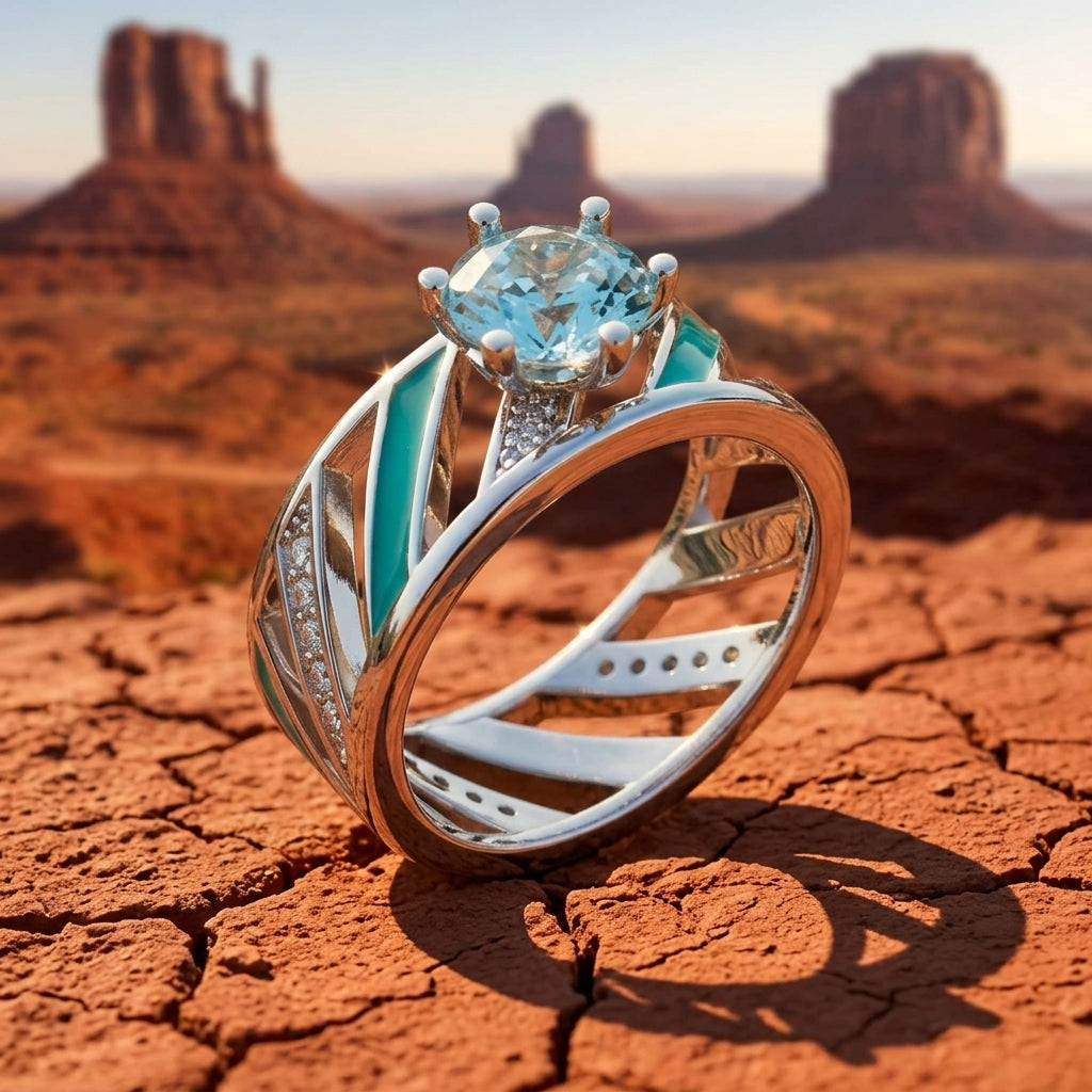 Aurora Veil Ring - Aquamarine