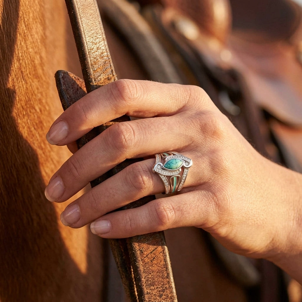 Cyclone Boomerang Ring - Turquoise