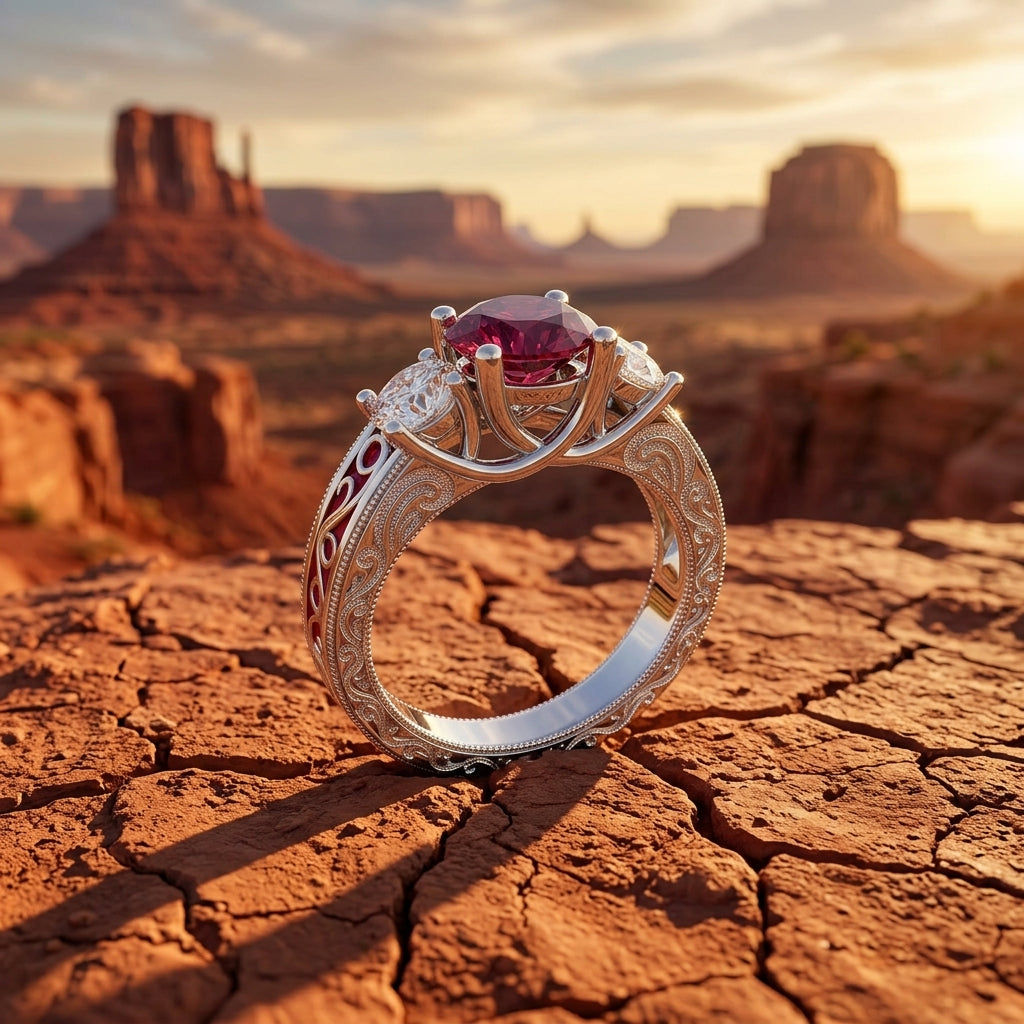 Century Romance Ring - Ruby