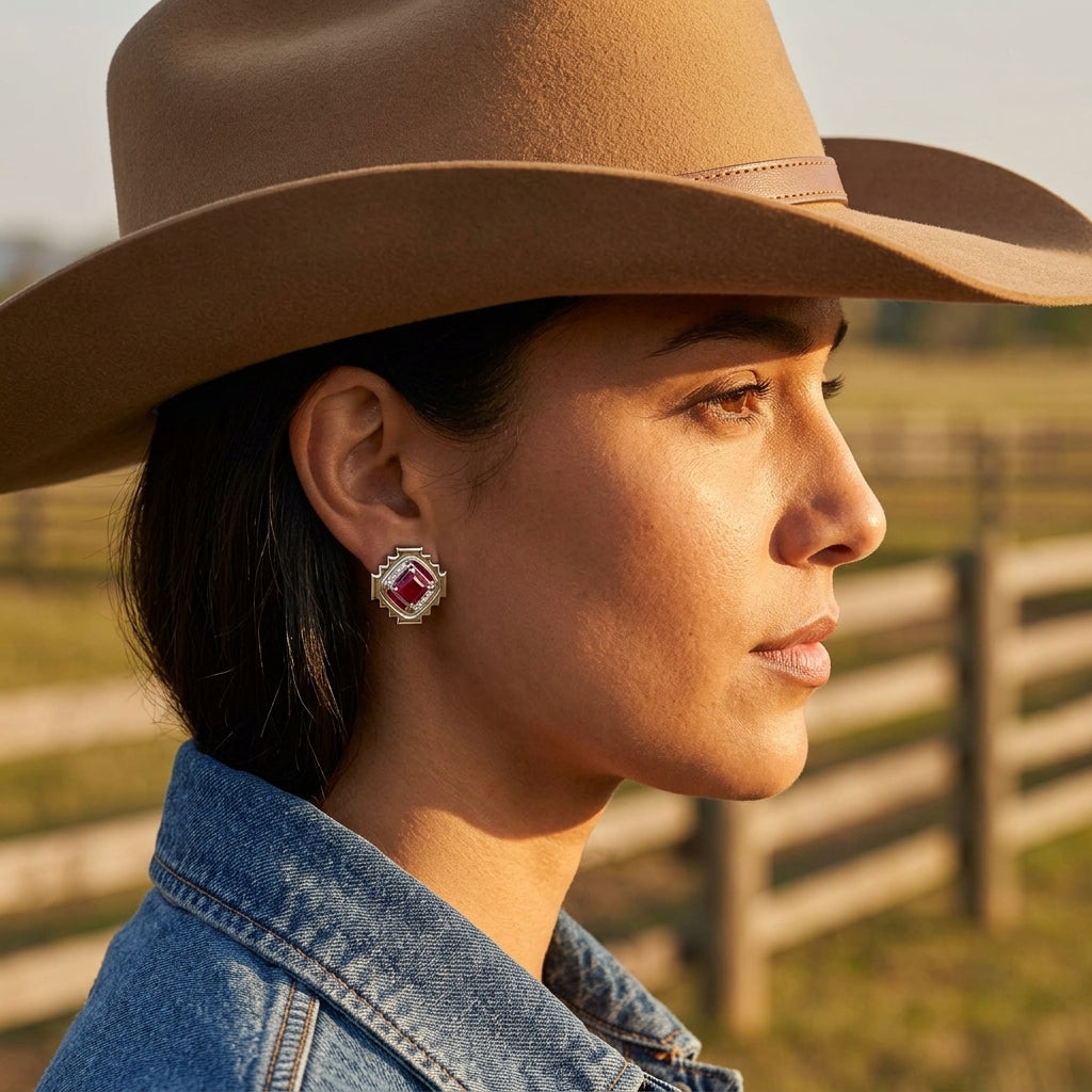 Cascading Ridges Earrings - Ruby