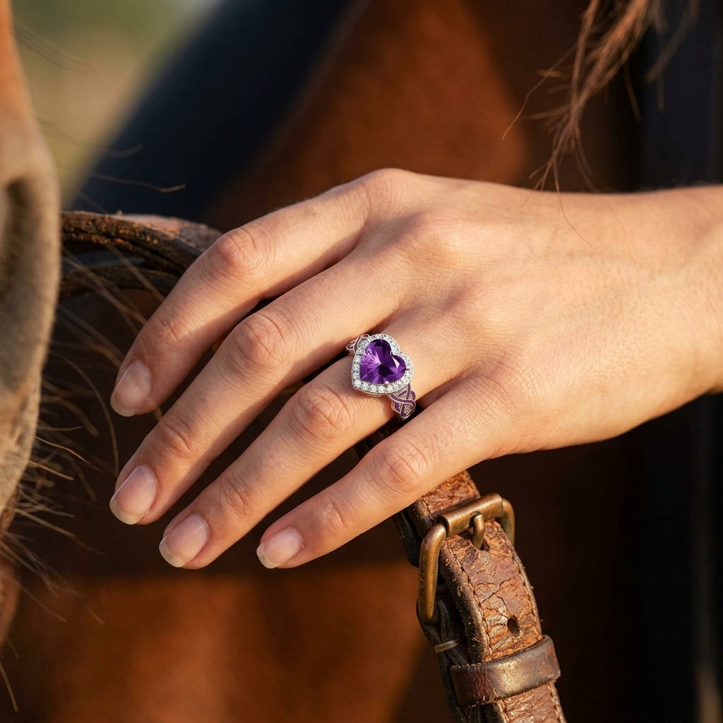 Ocean Heart Ring - Amethyst