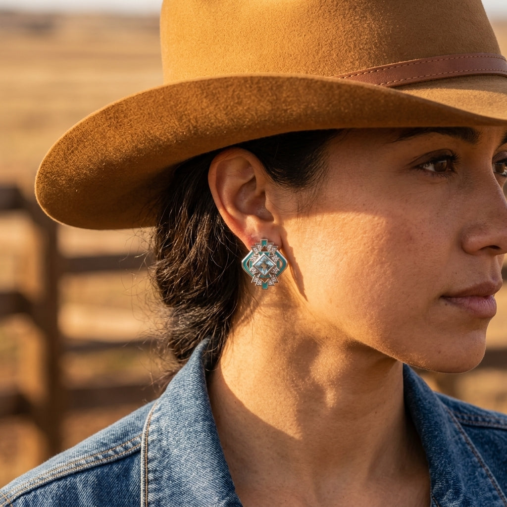 Chief's Crown Earrings - Aquamarine