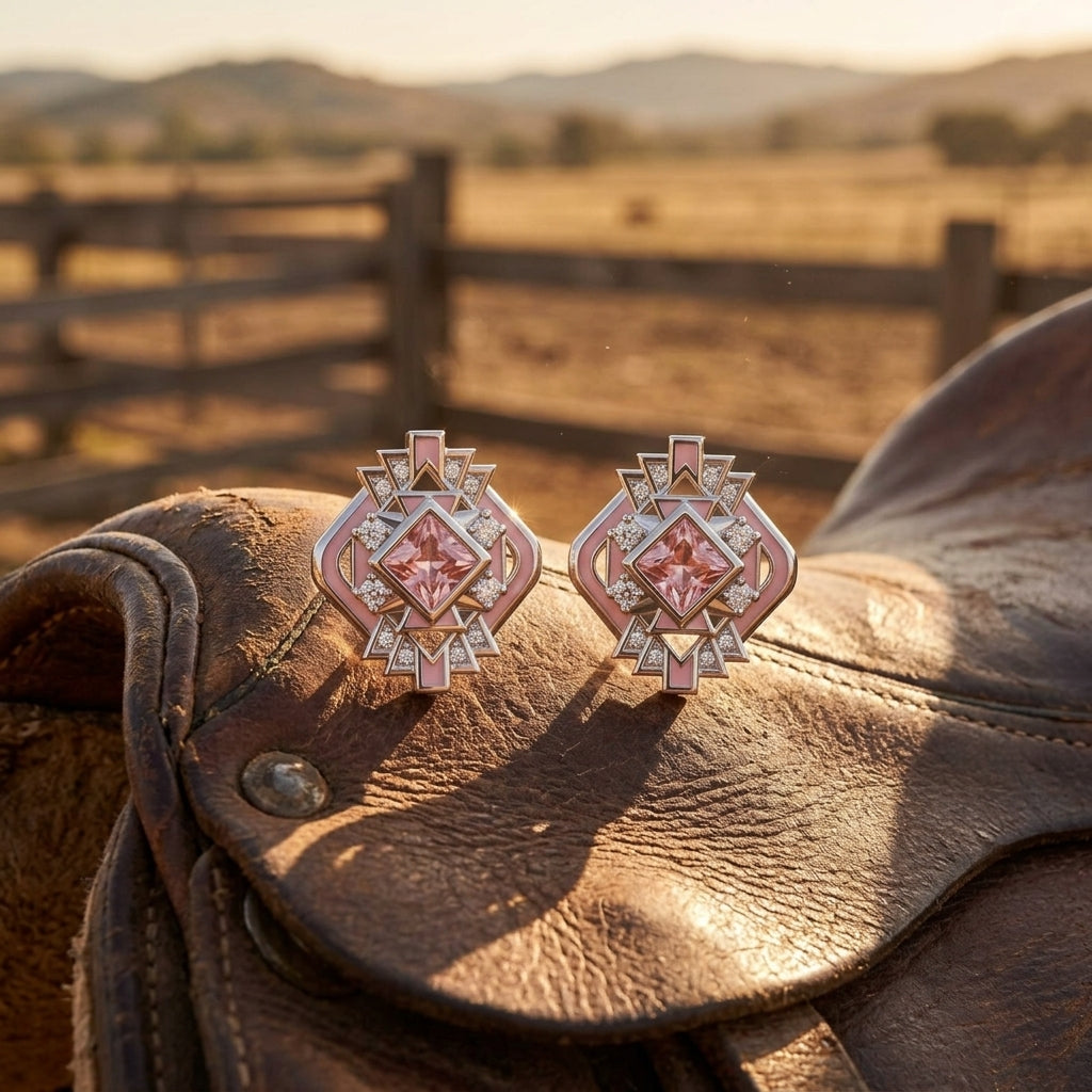 Chief's Crown Earrings - Rose Quartz