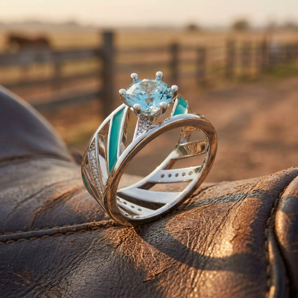 Aurora Veil Ring - Aquamarine