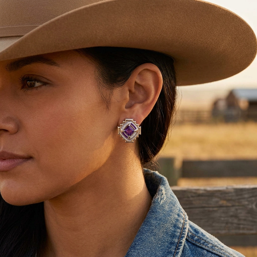 Cascading Ridges Earrings - Amethyst