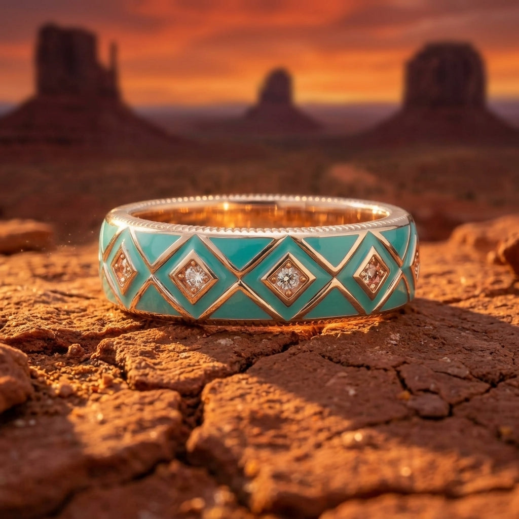 Sierra Geometric Ring - Turquoise