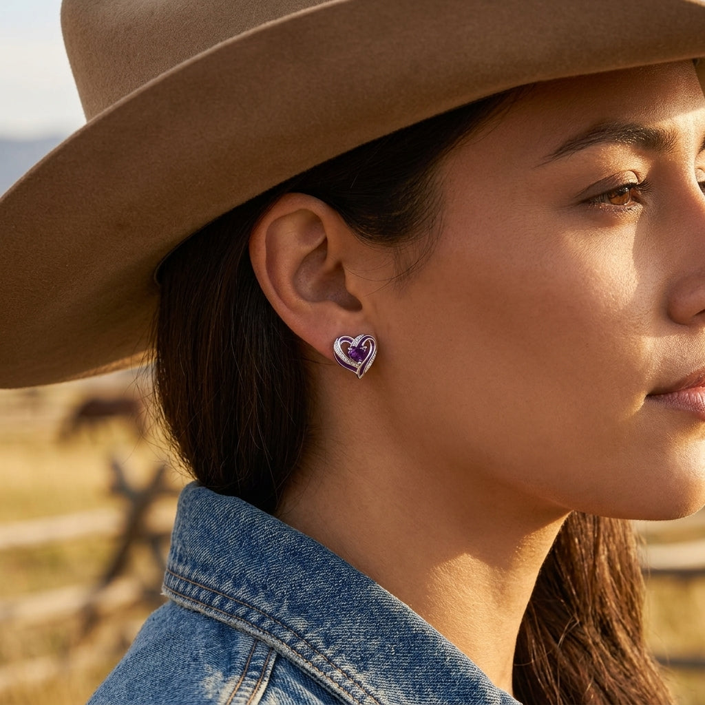 Passion Heart Earrings - Amethyst