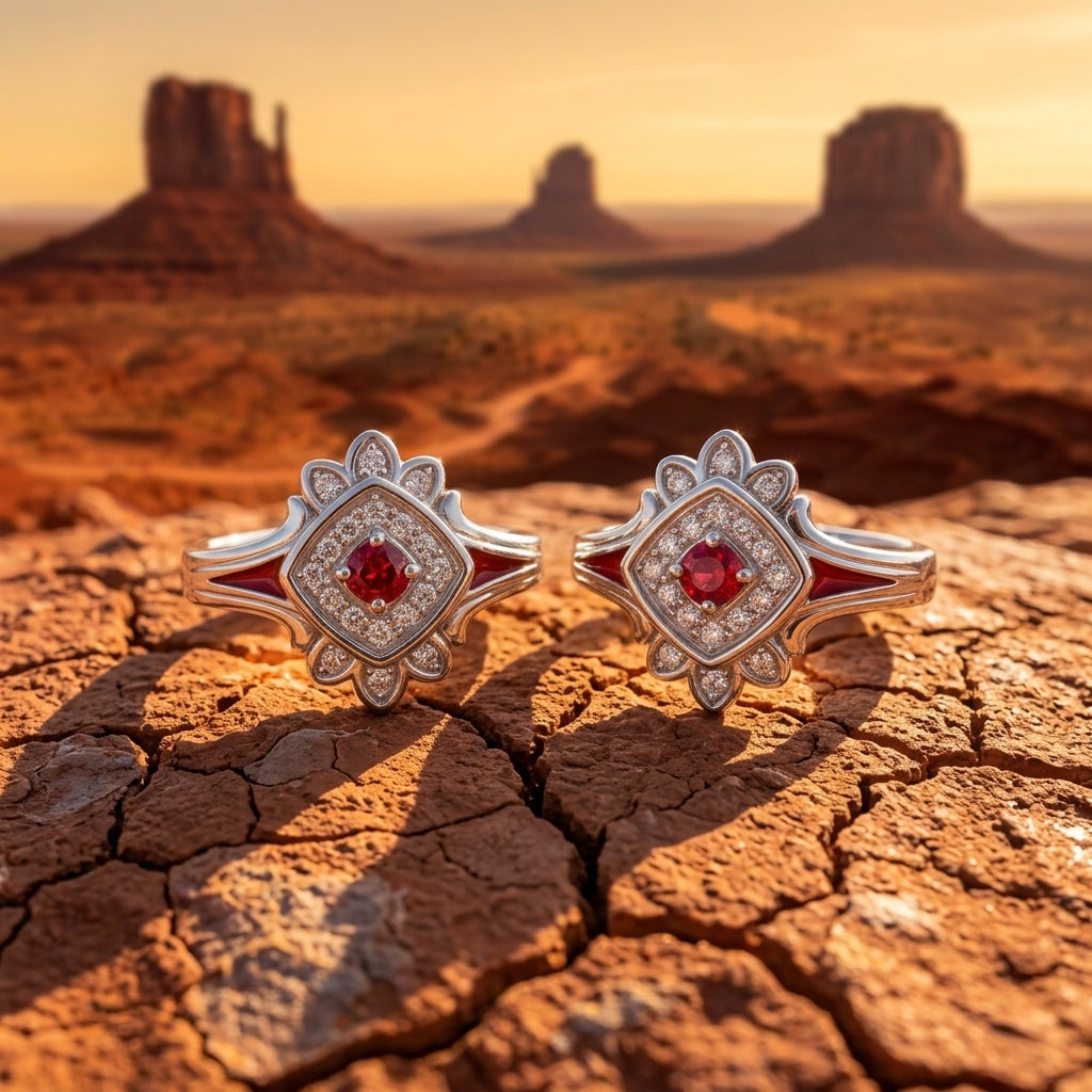 Eagle's Feather Earrings - Ruby