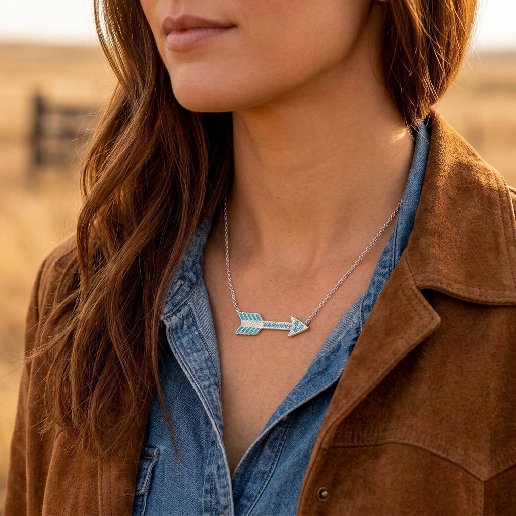 Frontier Arrow Necklace - Aquamarine