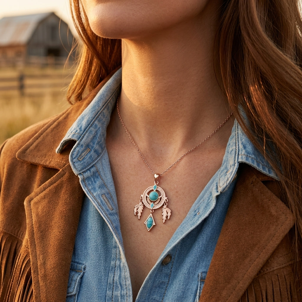 Mystic Dreamcatcher Necklace - Turquoise