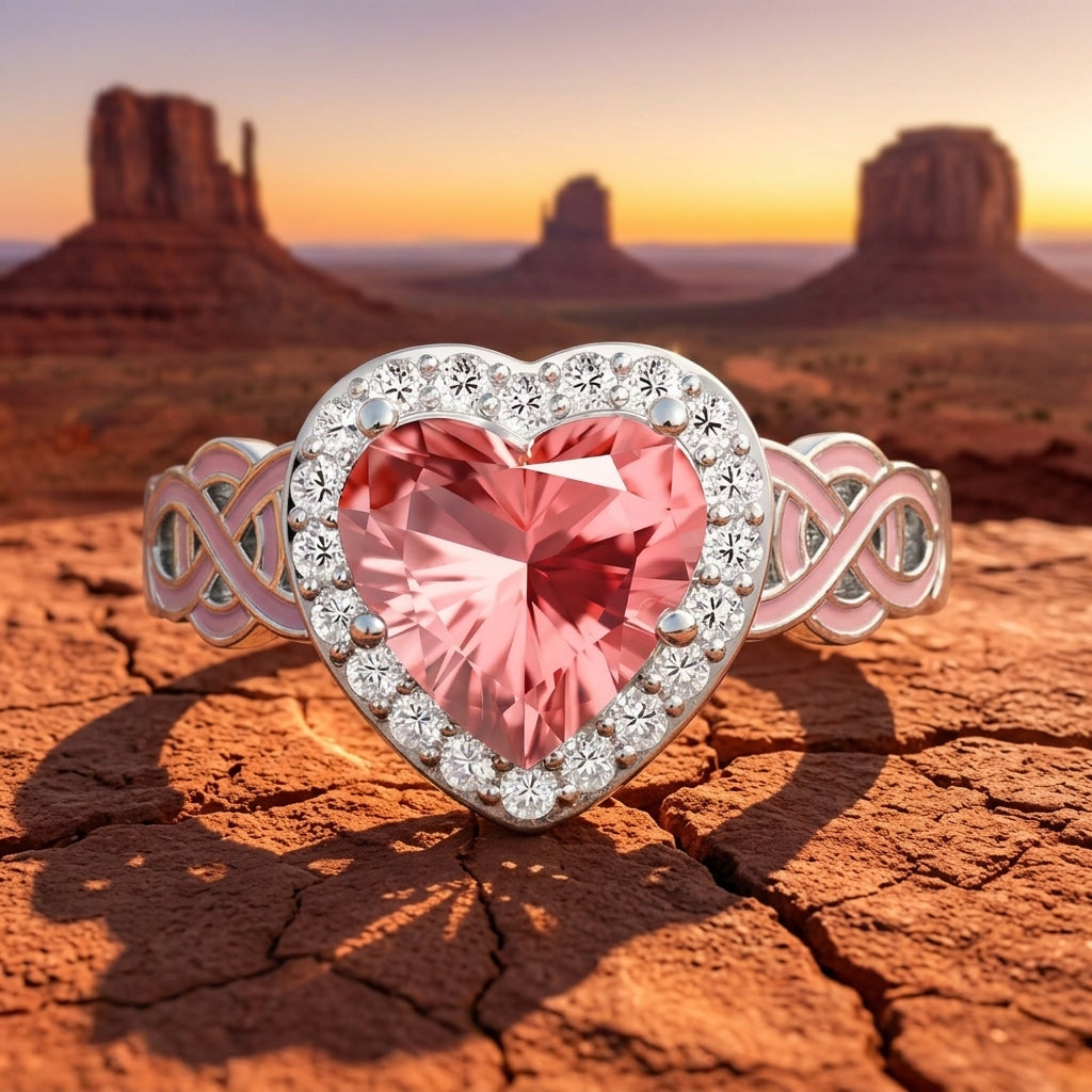 Ocean Heart Ring - Rose Quartz