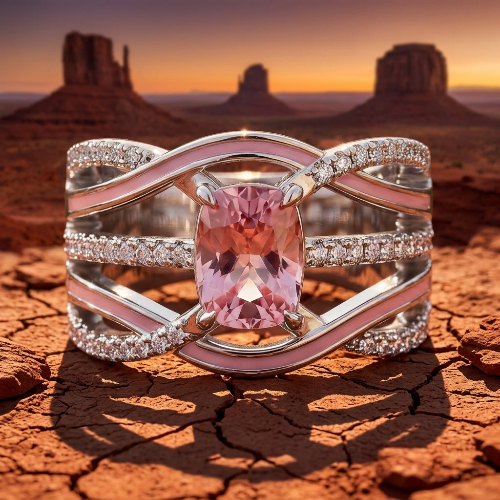 Silver Rapids Ring - Rose Quartz