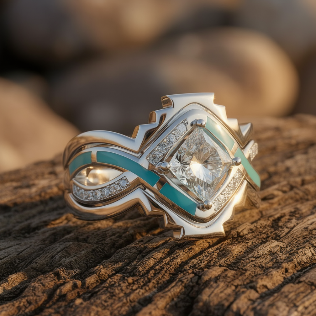 Cascading Ridges Ring - Moissanite