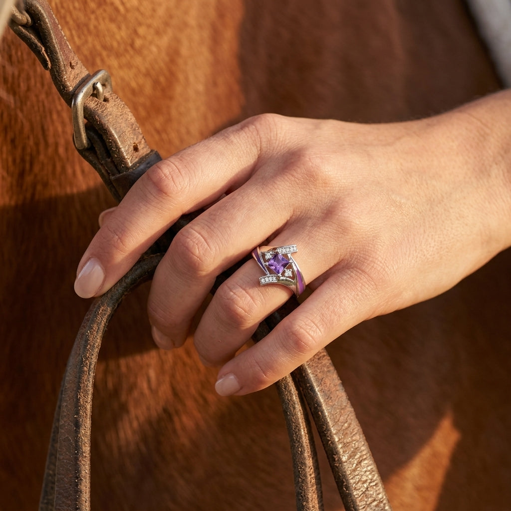 Milky Way Kiss Ring - Amethyst