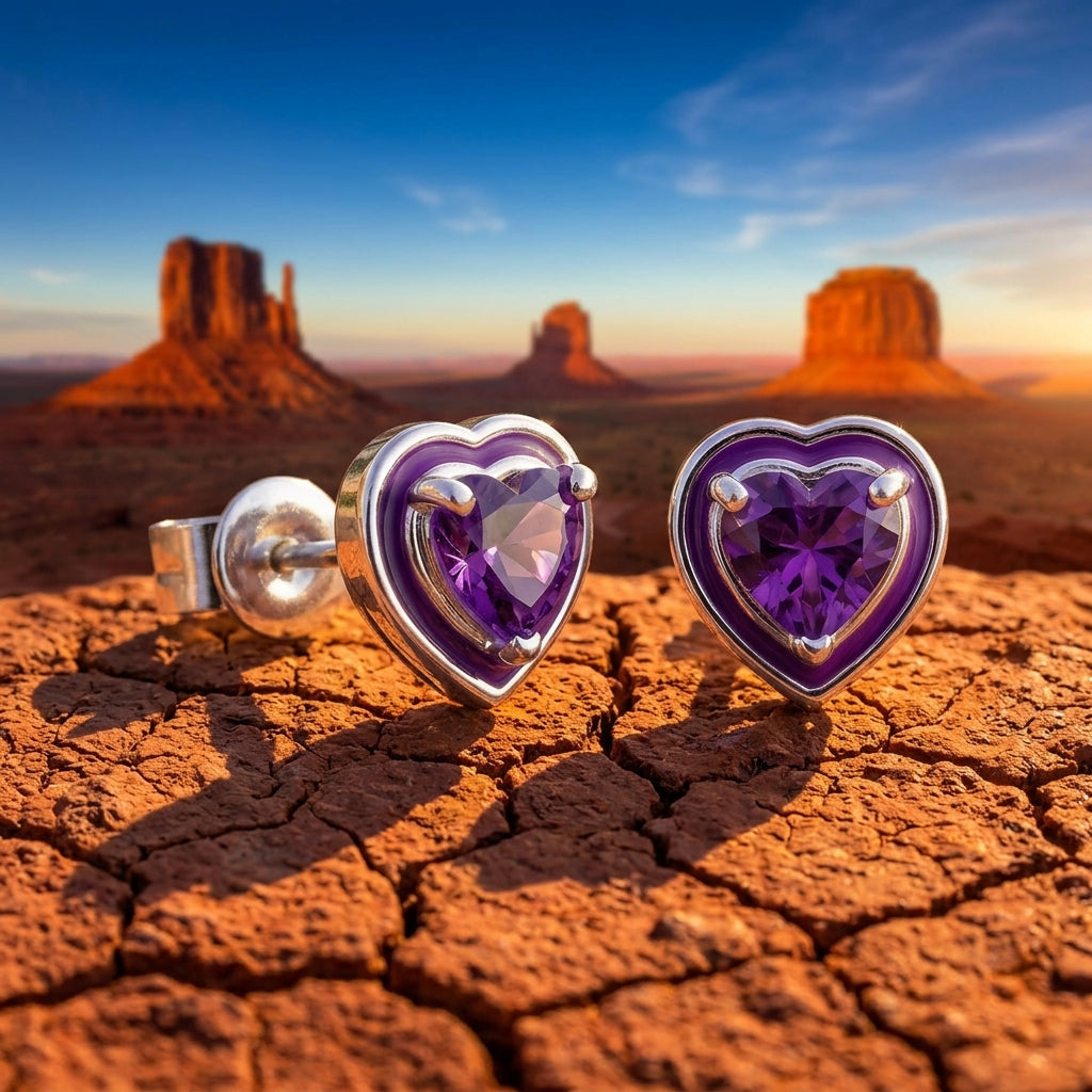 Loyal Heart Earrings - Amethyst