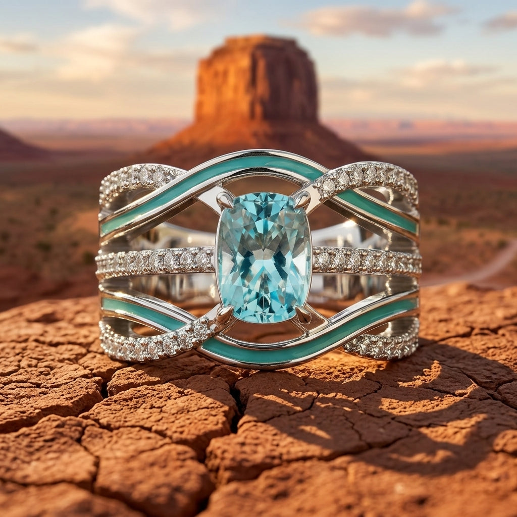 Silver Rapids Ring - Aquamarine