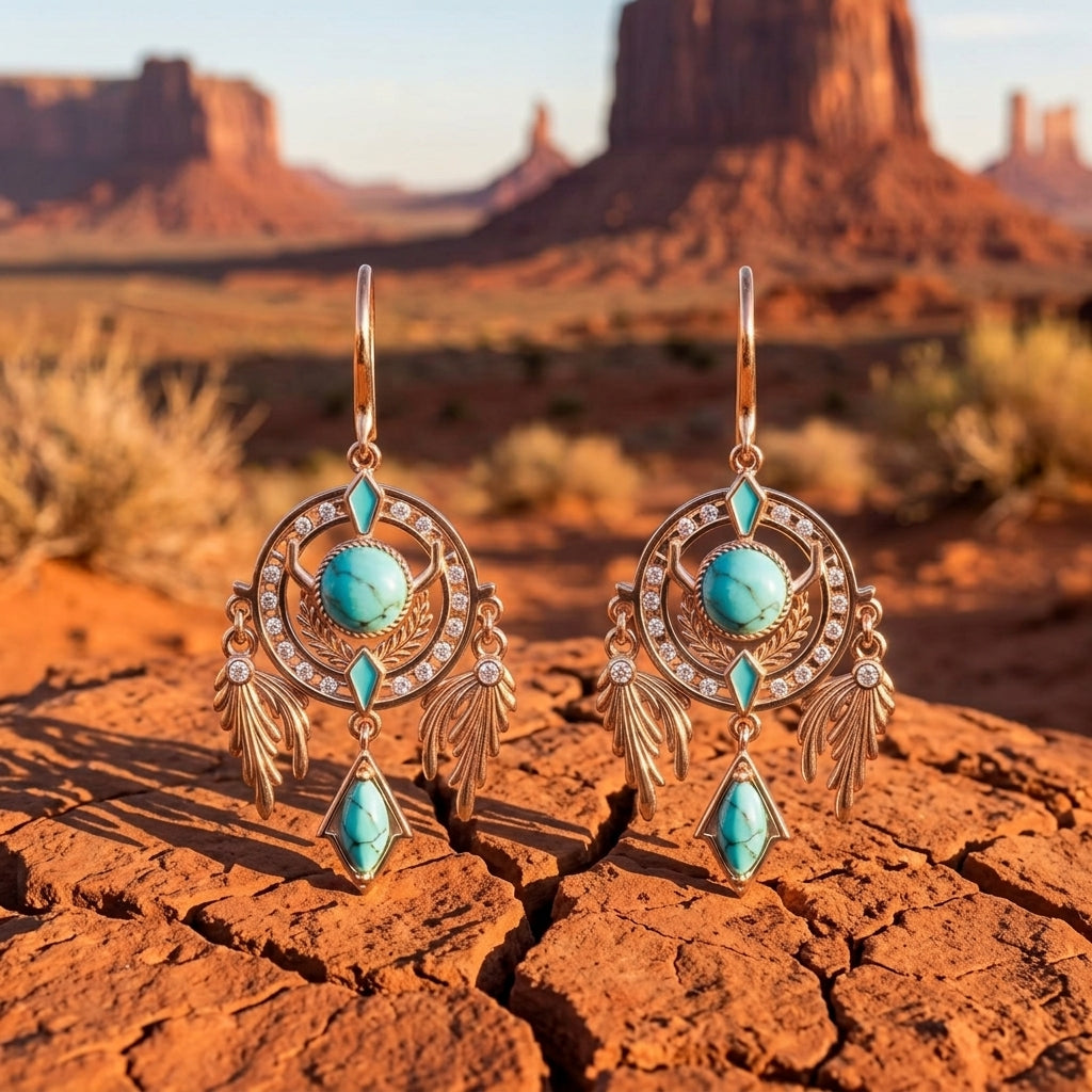 Mystic Dreamcatcher Earrings - Turquoise