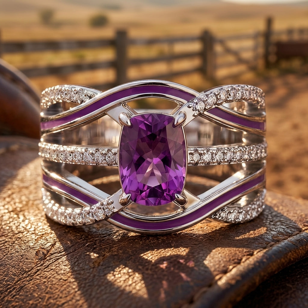 Silver Rapids Ring - Amethyst
