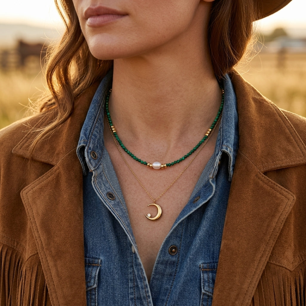 Emerald Crescent Necklace