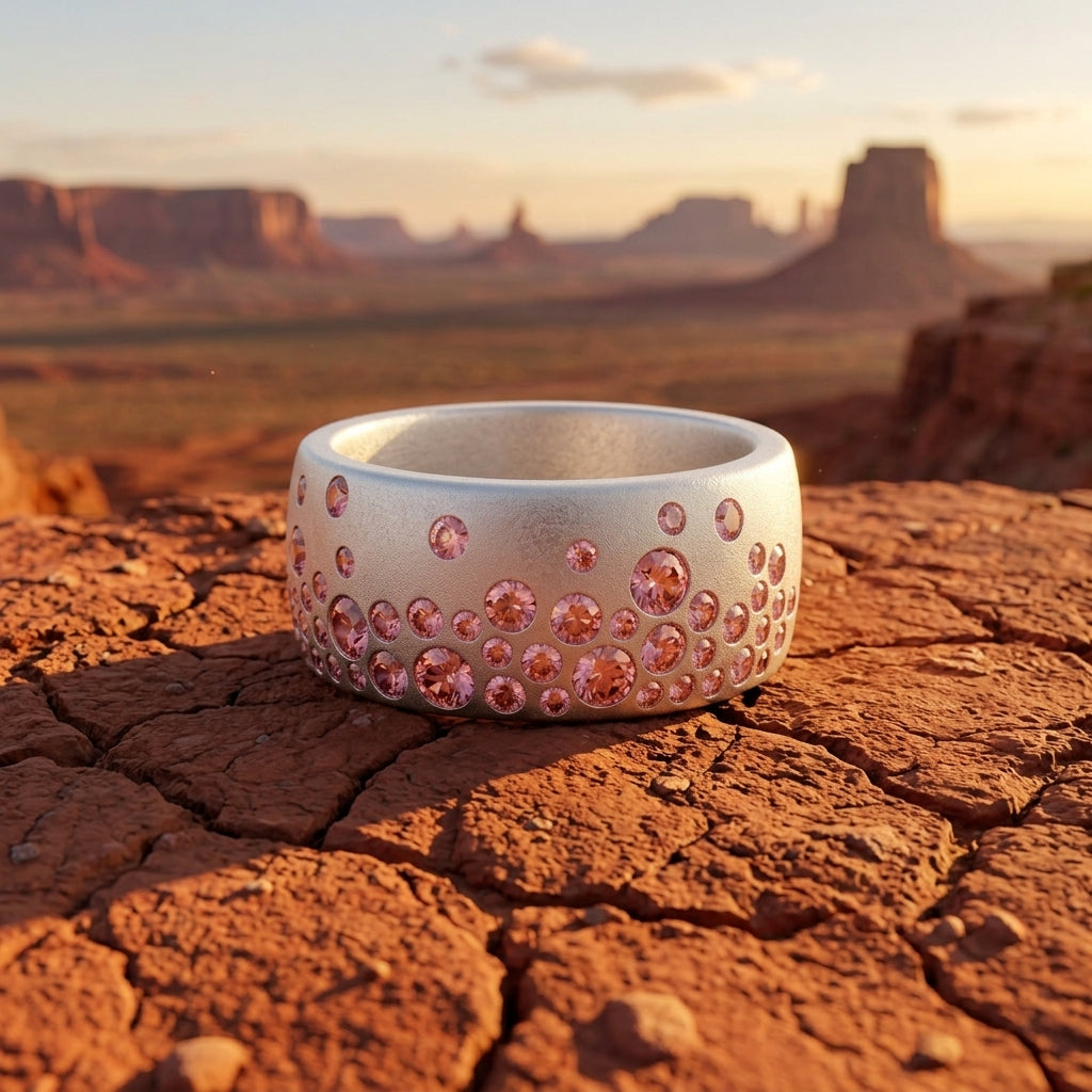 Nebula Drop Ring - Rose Quartz