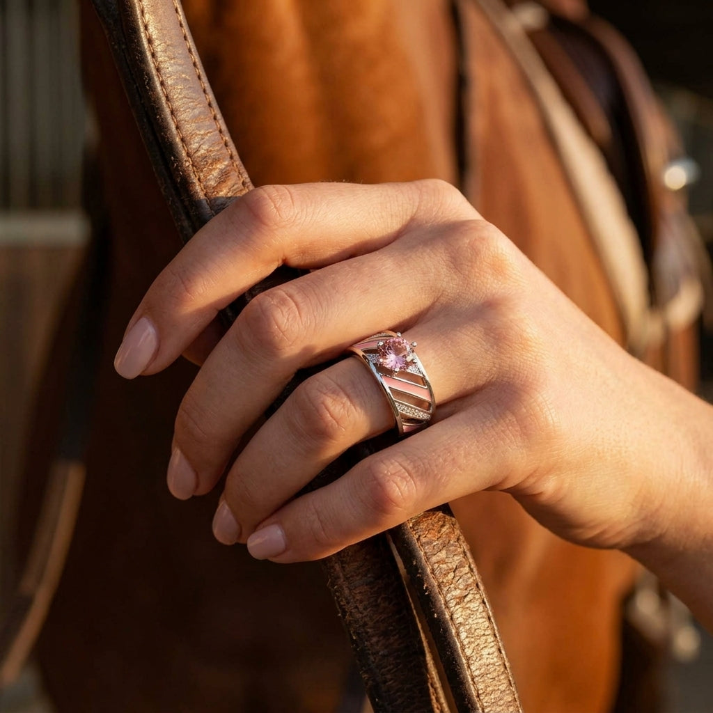 Aurora Veil Ring - Rose Quartz