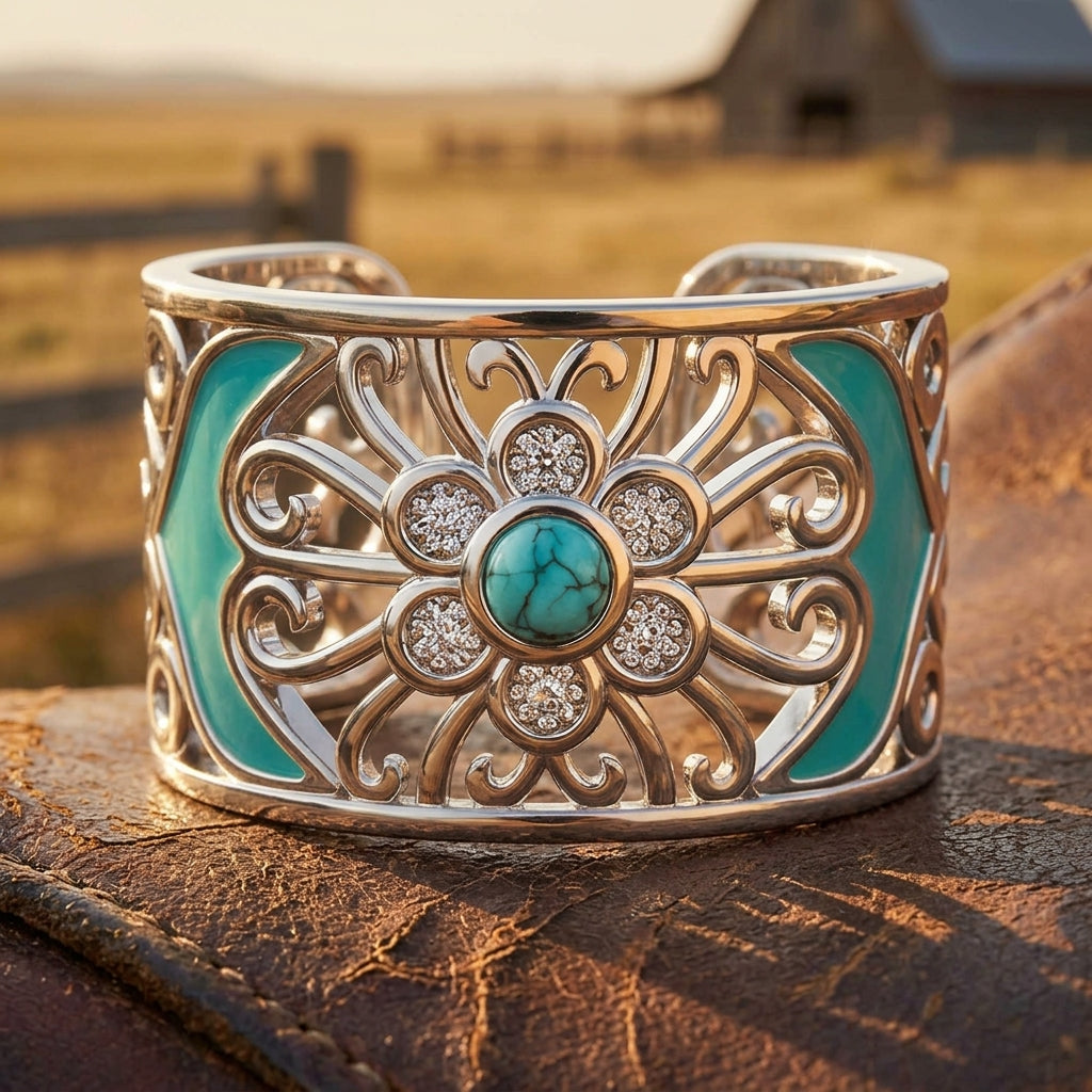 Prairie Flower Cuff Ring - Turquoise