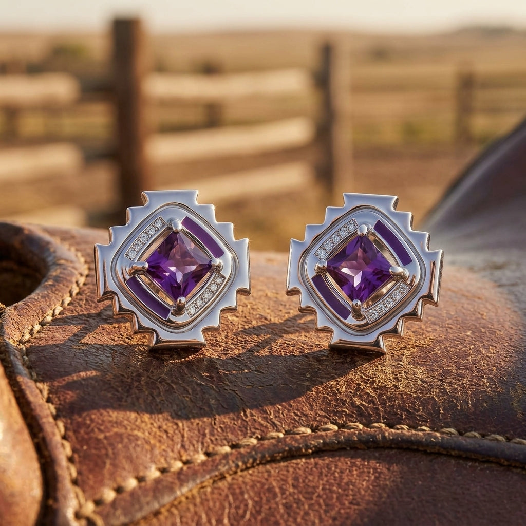 Cascading Ridges Earrings - Amethyst
