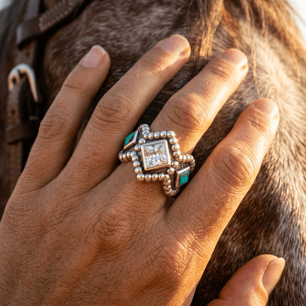 Bohemian Turquoise Silver Statement Ring