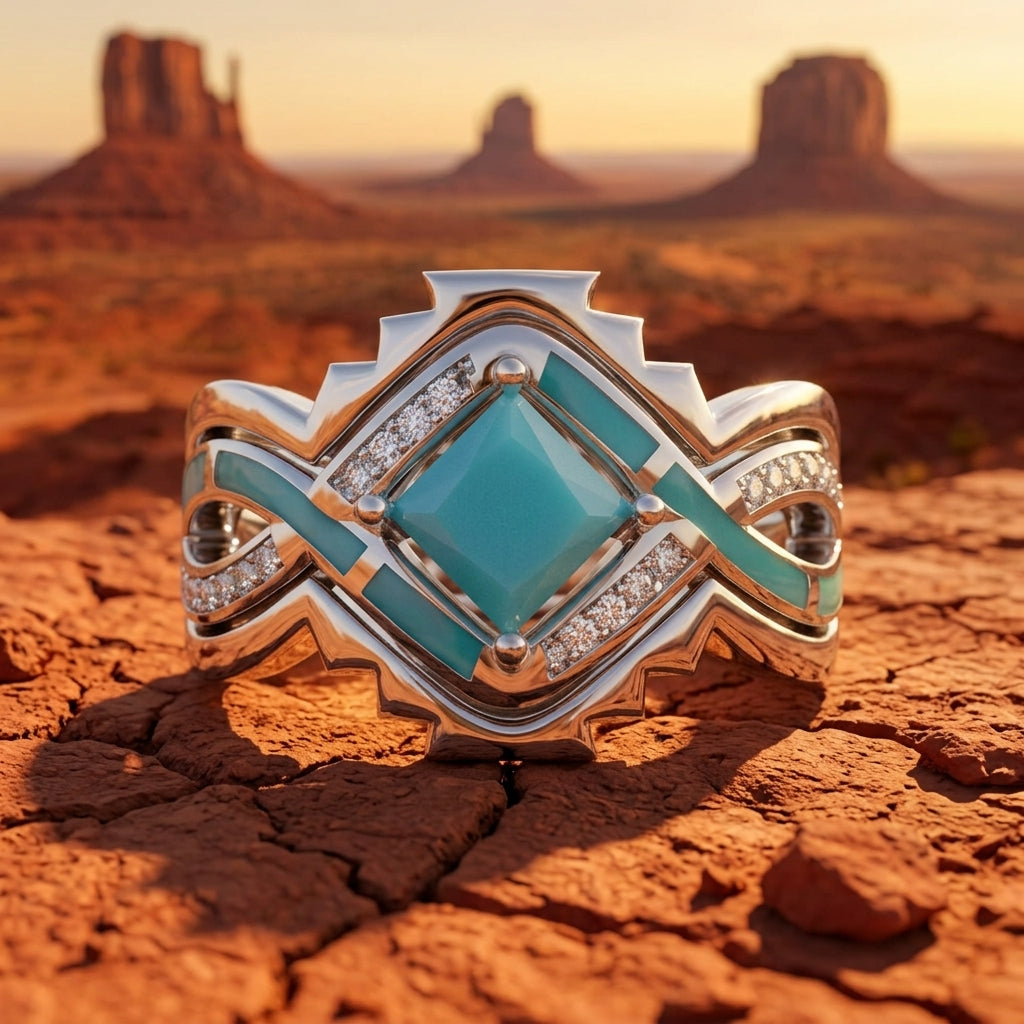 Cascading Ridges Ring - Turquoise