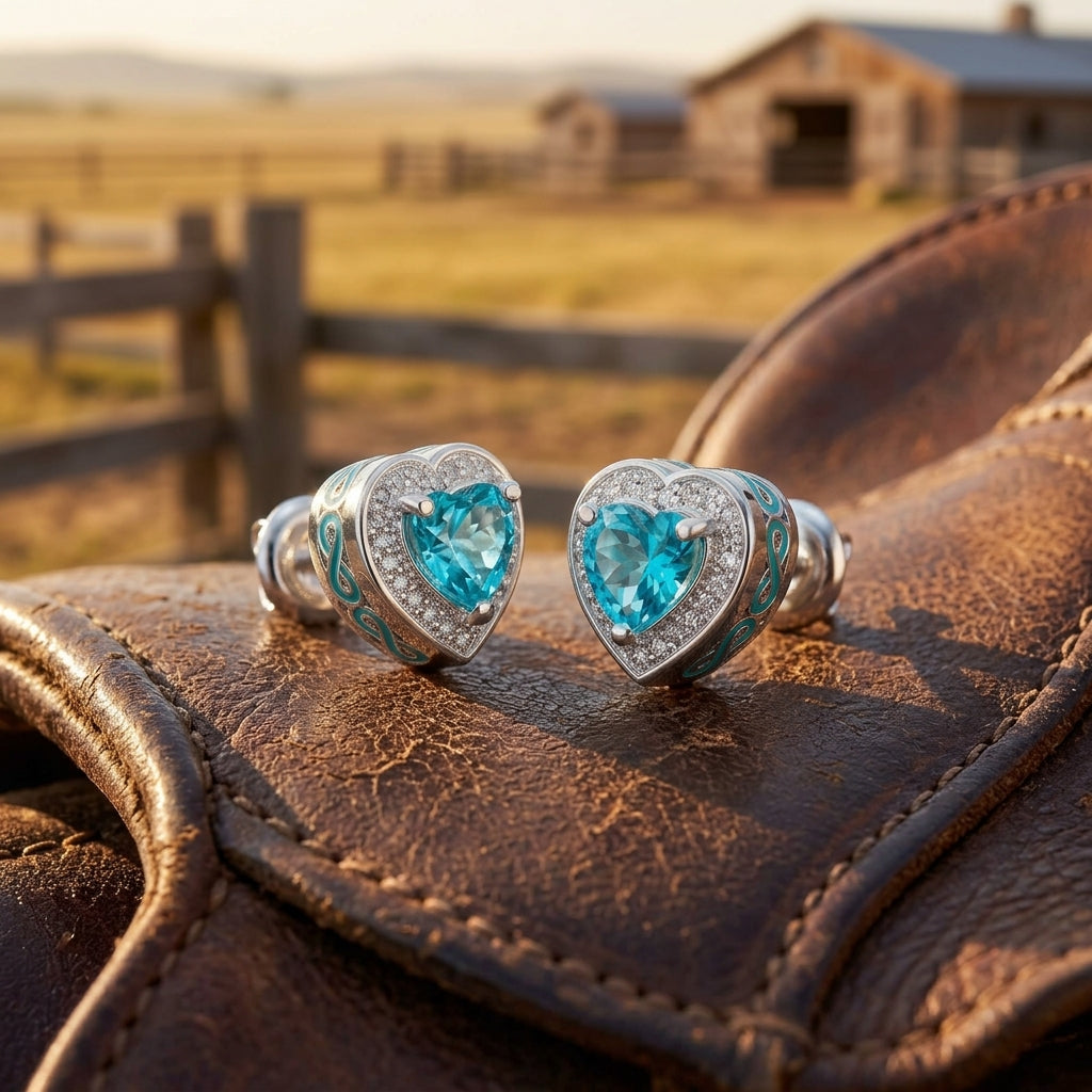 Ocean Heart Earrings - Aquamarine