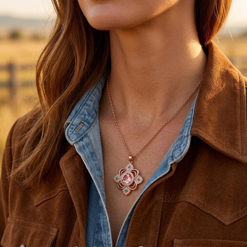 Prairie Insignia Necklace - Rose Quartz
