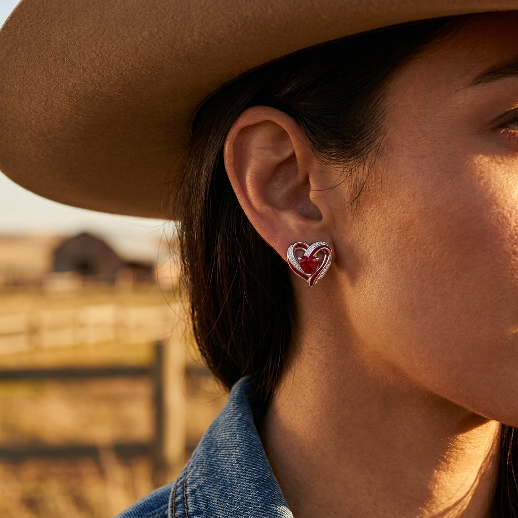 Passion Heart Earrings - Ruby