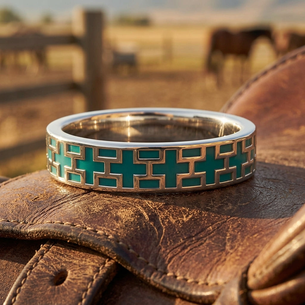 Stacked Edge Ring - Turquoise