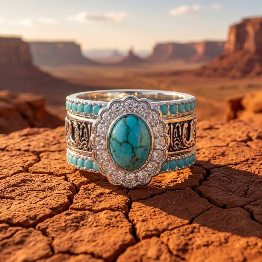 Prairie Bloom Stacking Ring - Turquoise