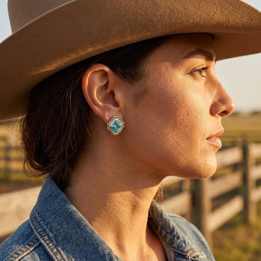 Cascading Ridges Earrings - Aquamarine