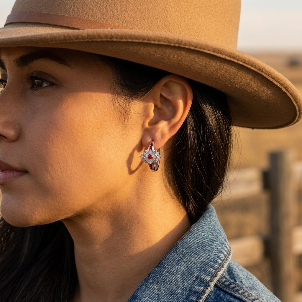 Eagle's Feather Earrings - Ruby