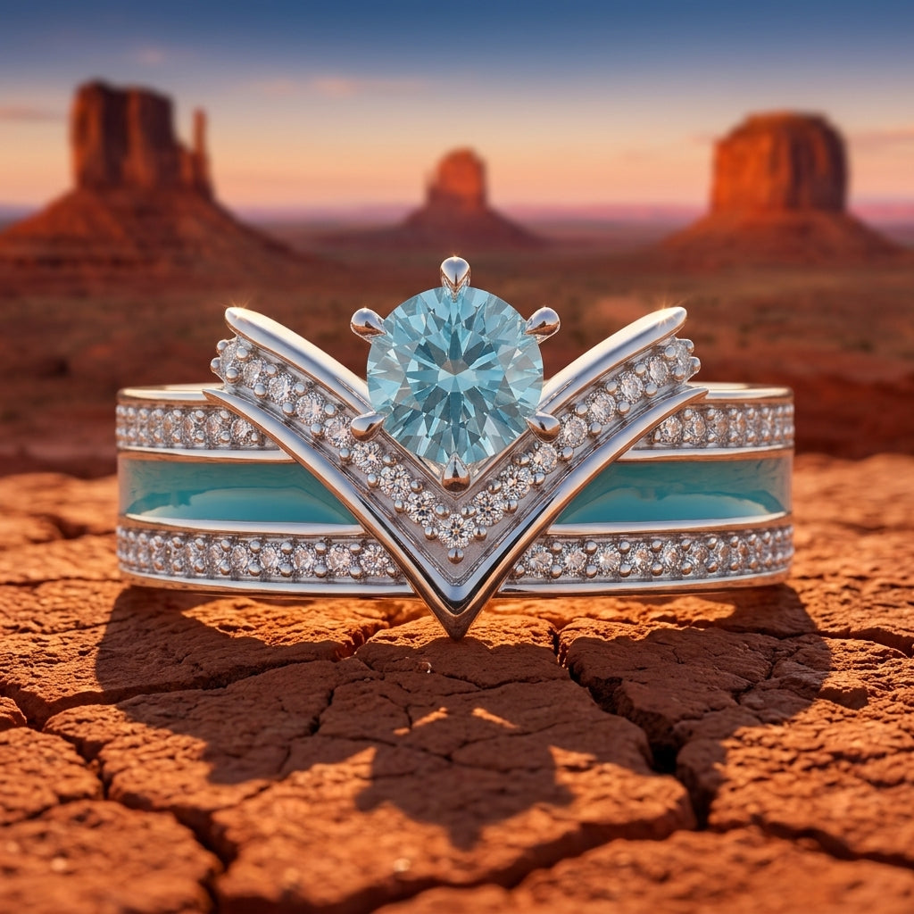 Crowned Noble Ring -  Aquamarine
