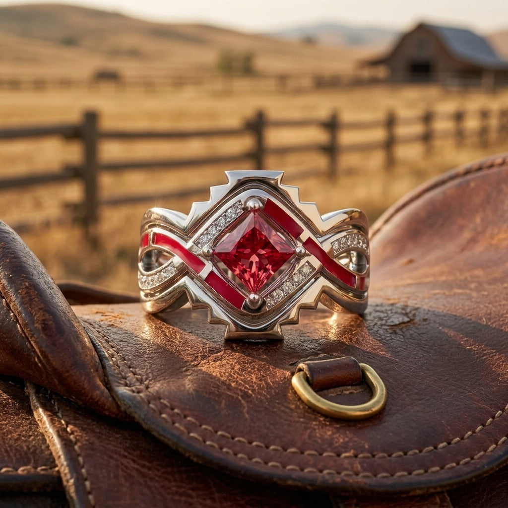 Cascading Ridges Ring - Ruby