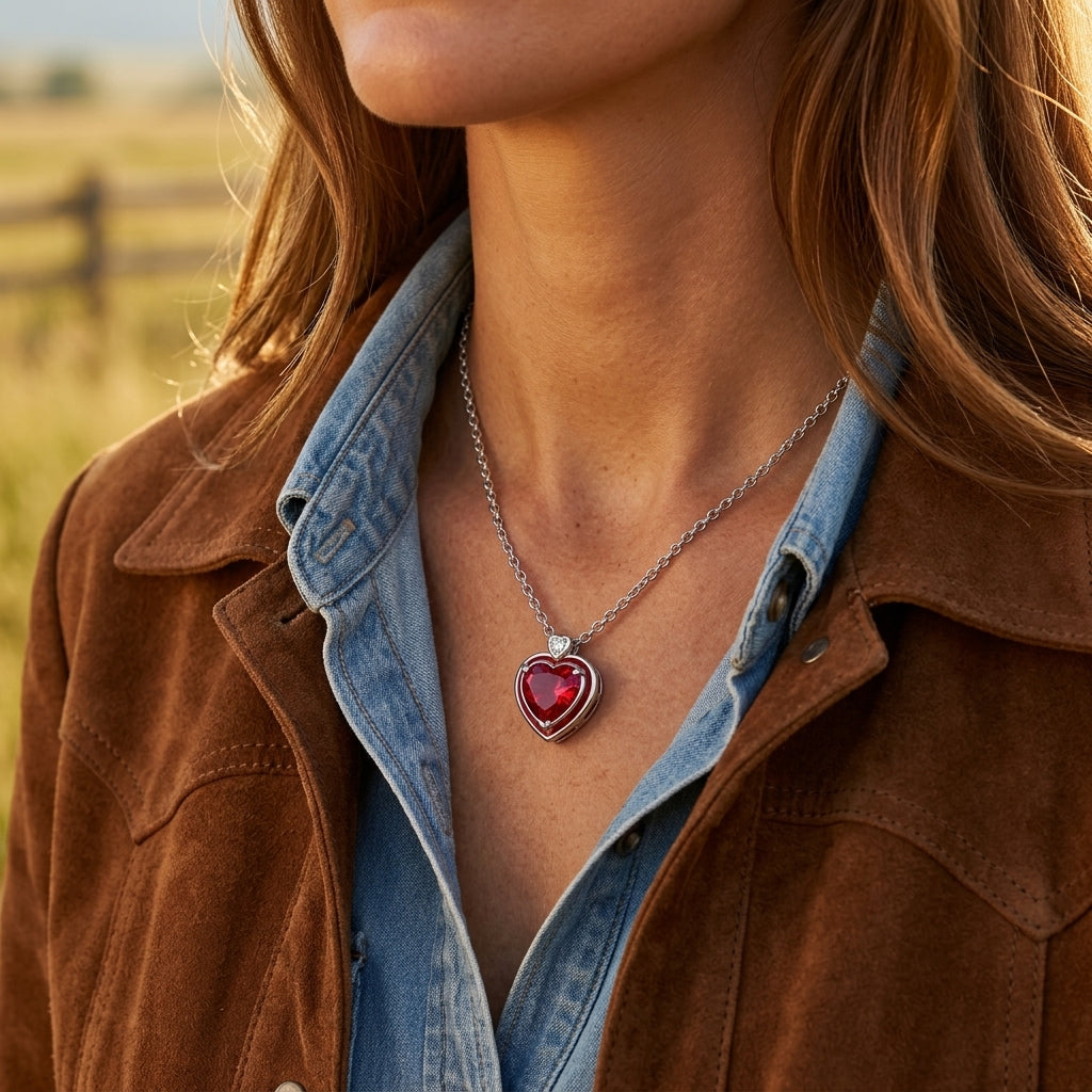 Loyal Heart Necklace - Ruby