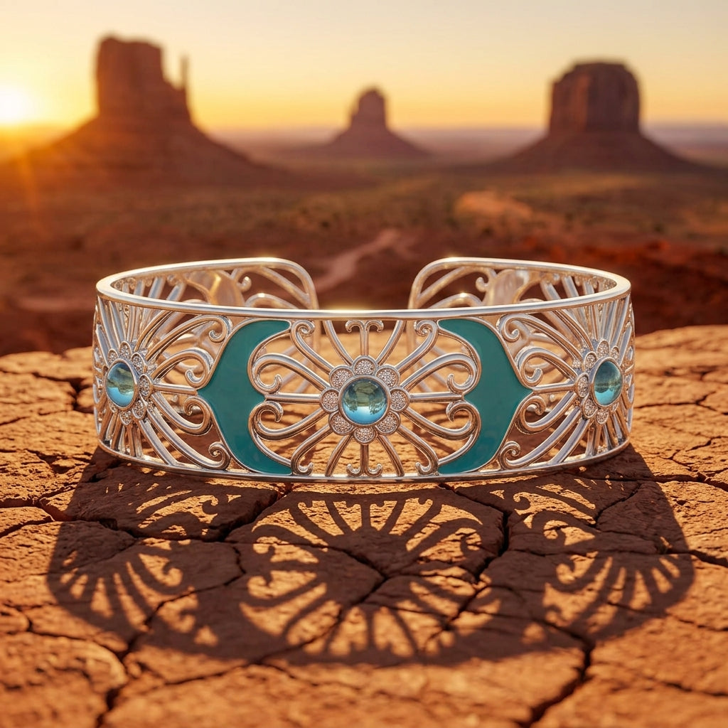 Prairie Flower Cuff Bracelet - Aquamarine