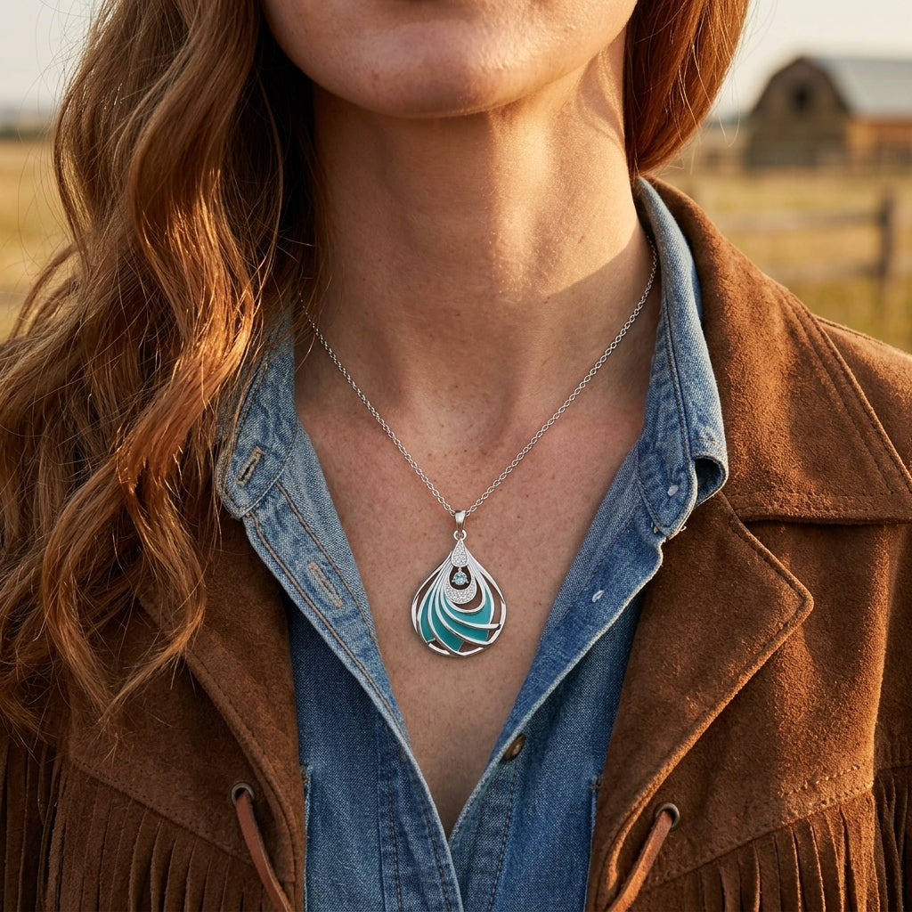 Zephyr Teardrop Necklace - Aquamarine
