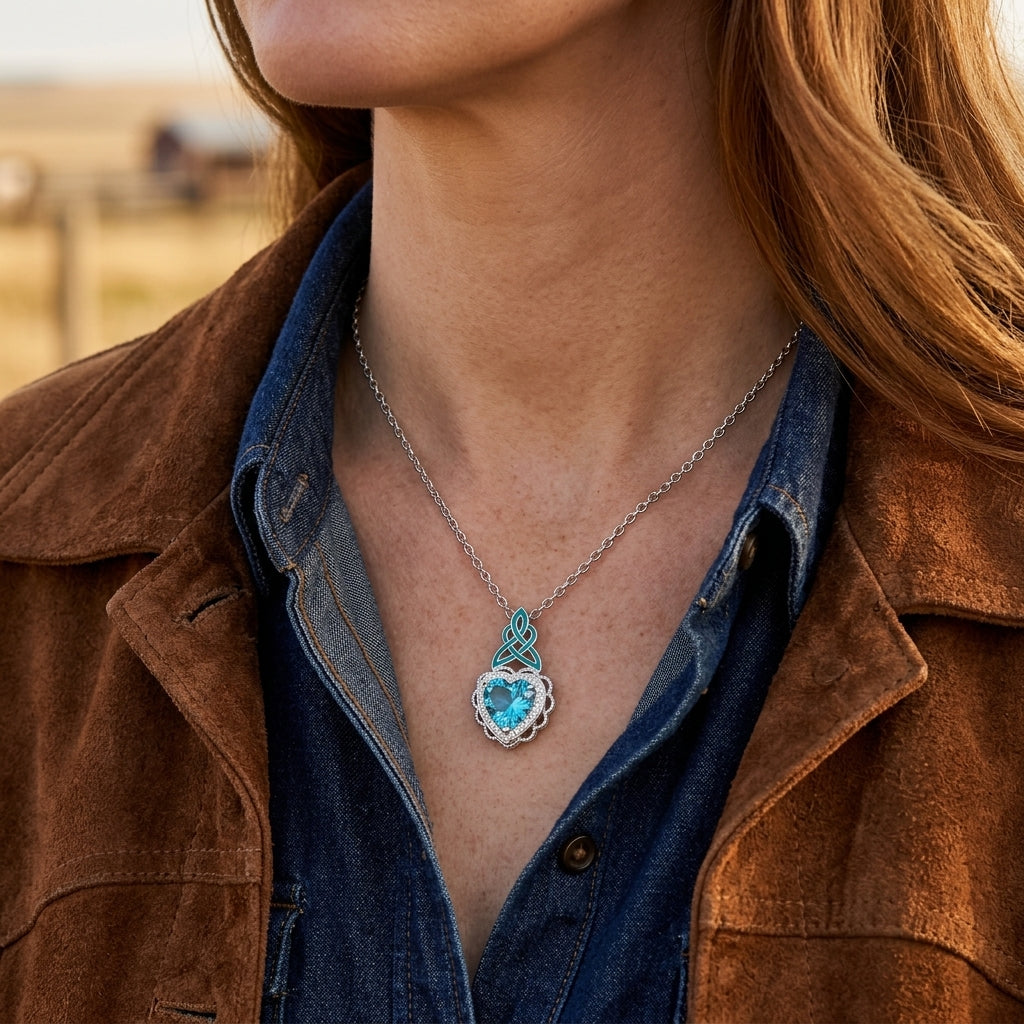 Ocean Heart Necklace - Aquamarine