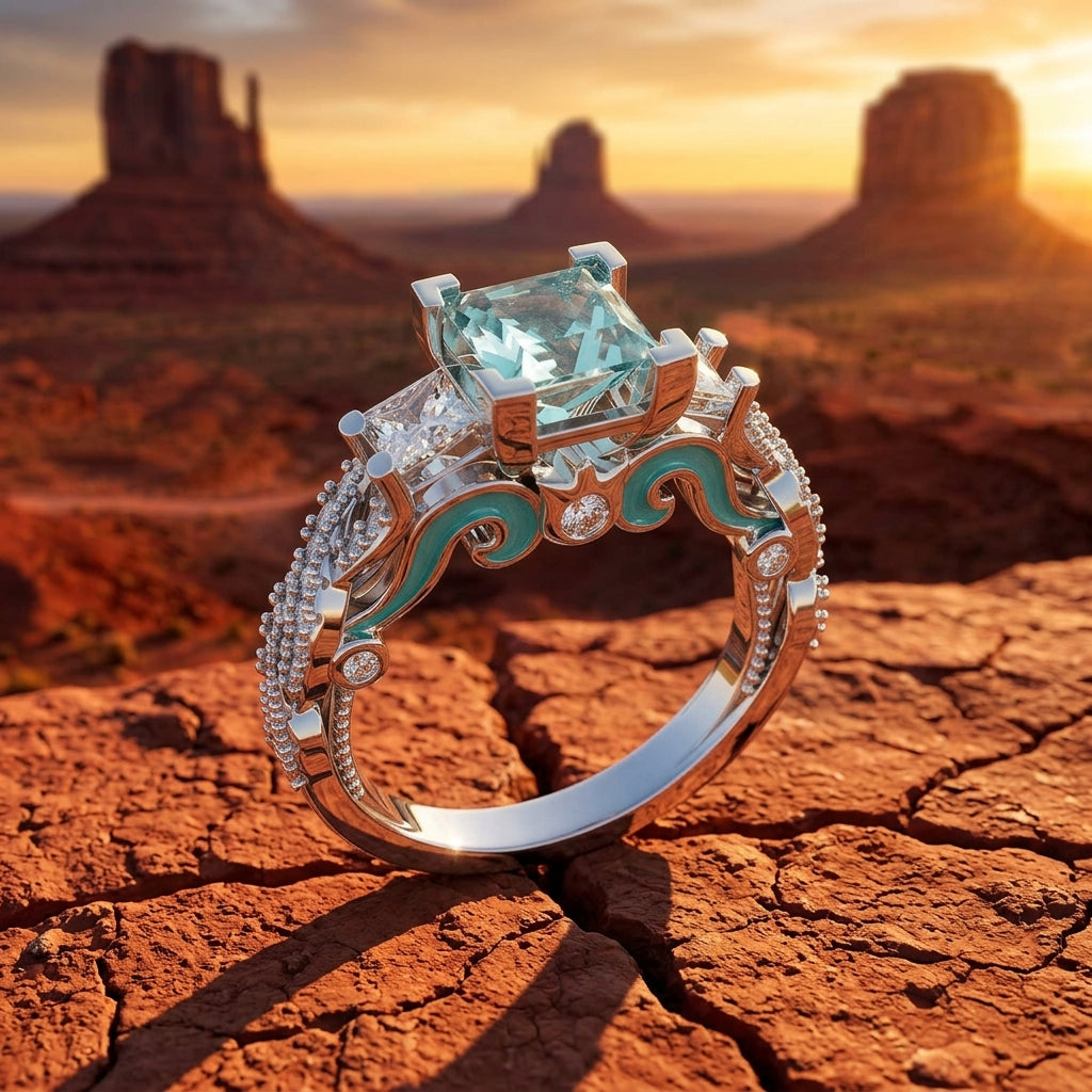 Love Rivet Ring - Aquamarine