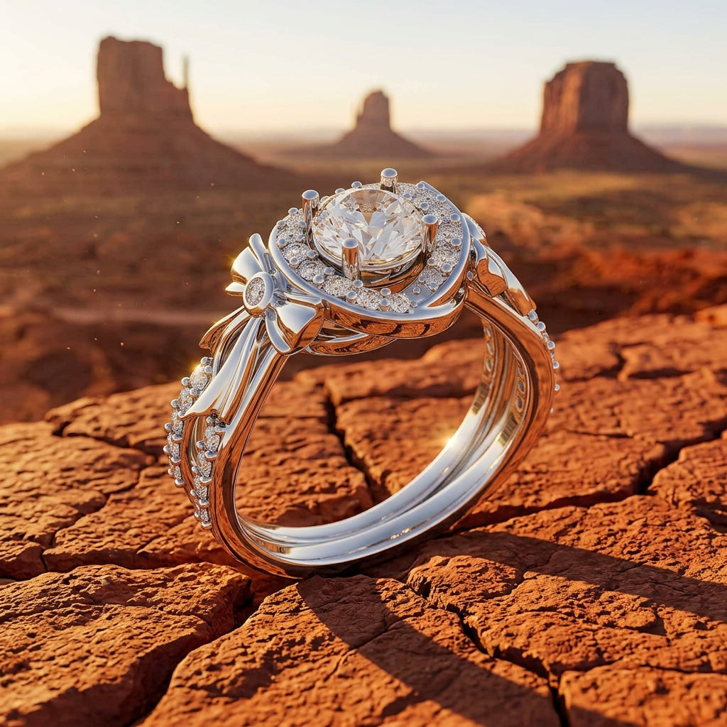 Graceful Bow Entwined Ring - Moissanite